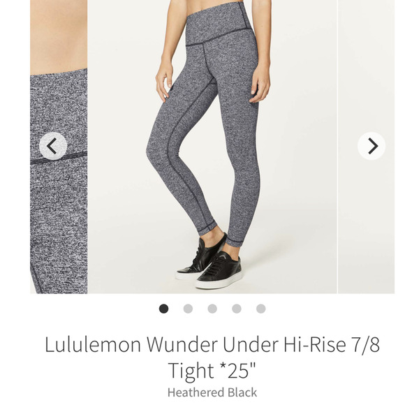 Lululemon Wunder Under High Rise 7/8 Tight Heathered Black Legging size 4 - Picture 5 of 9